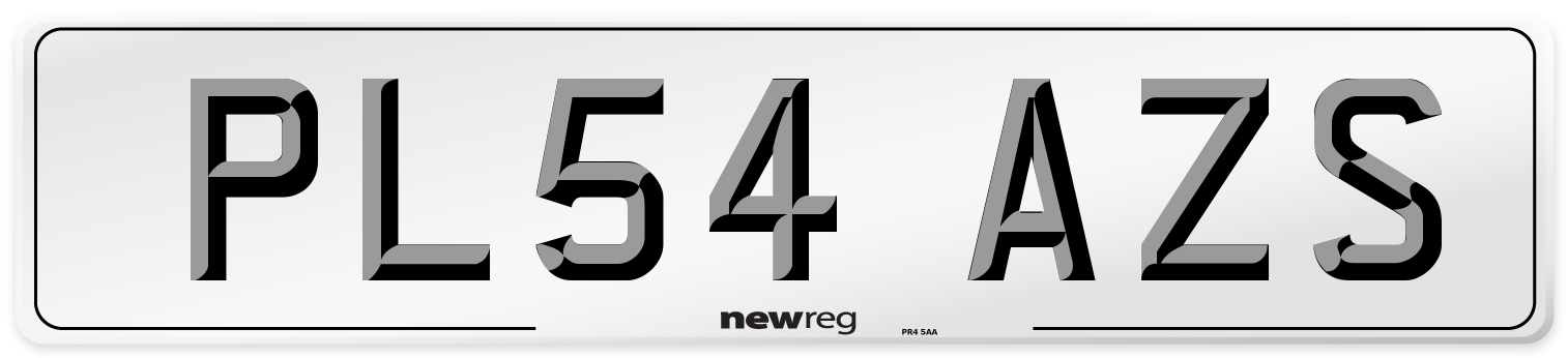 PL54 AZS Number Plate from New Reg